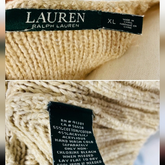 Lauren Ralph Lauren V-neck Pullover Sweater EUC XL - Picture 4 of 5
